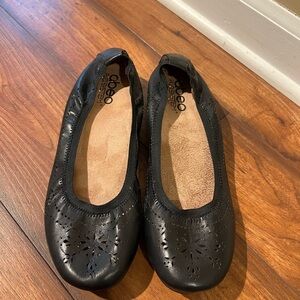 Abeo Tamara  Women's Flat Ballet Orthotic Laser Cut-Out Leather 8.5N Black Shoes